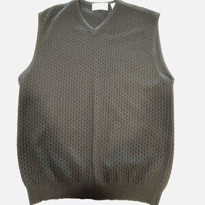 Italian Made 100% Fine Merino Wool Gray Sweater Vest Mens Medium